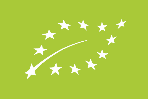 EU organic label with the Euro leaf on a green background