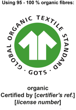GOTS organic label with labelling and details of the certification body and licence number